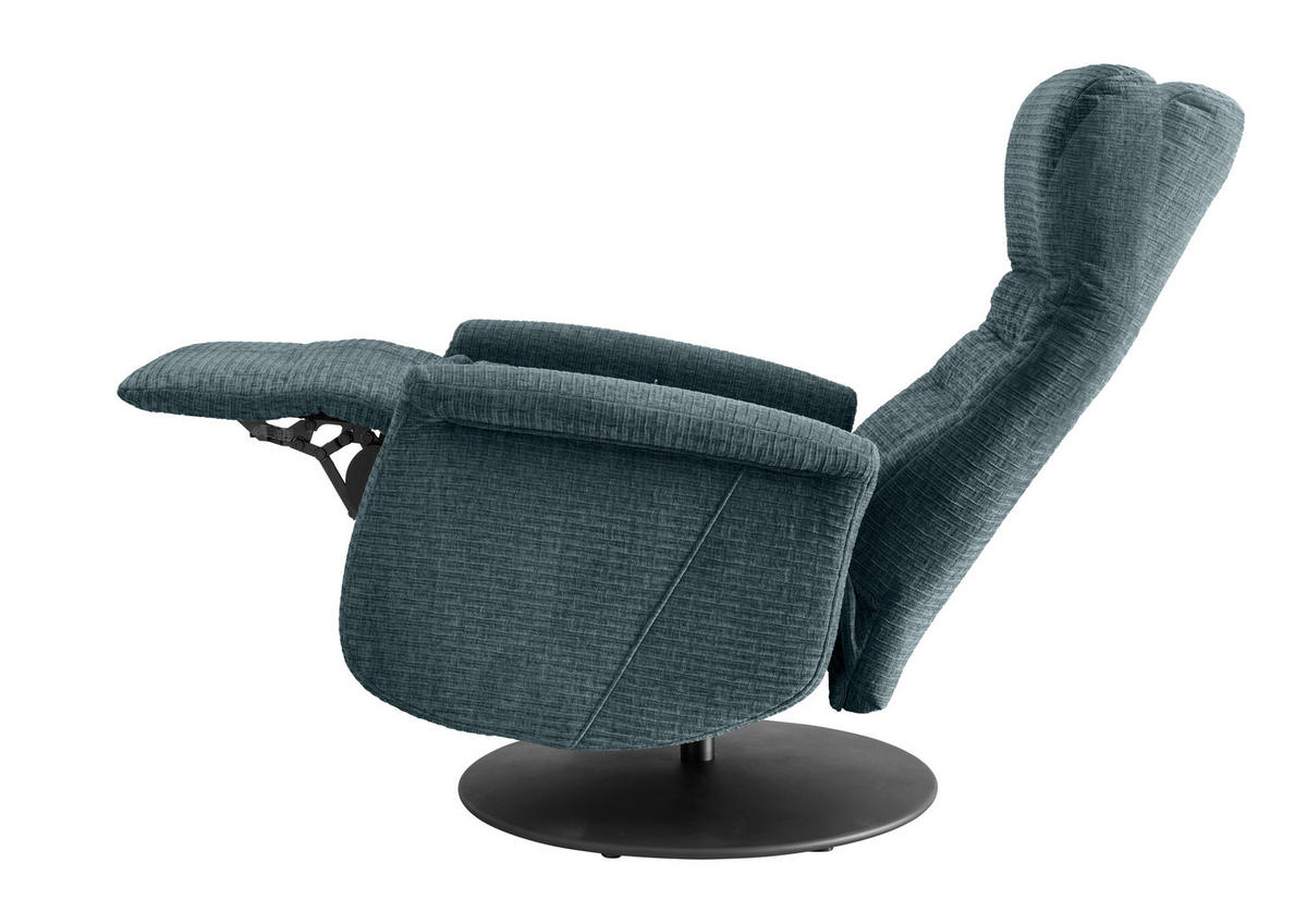 RELAXSESSEL Mikrofaser Kopfteilverstellung, Fußteilverstellung, Rücken echt    - Blau/Schwarz, MODERN, Textil/Metall (72/118/85-165cm) - Livetastic