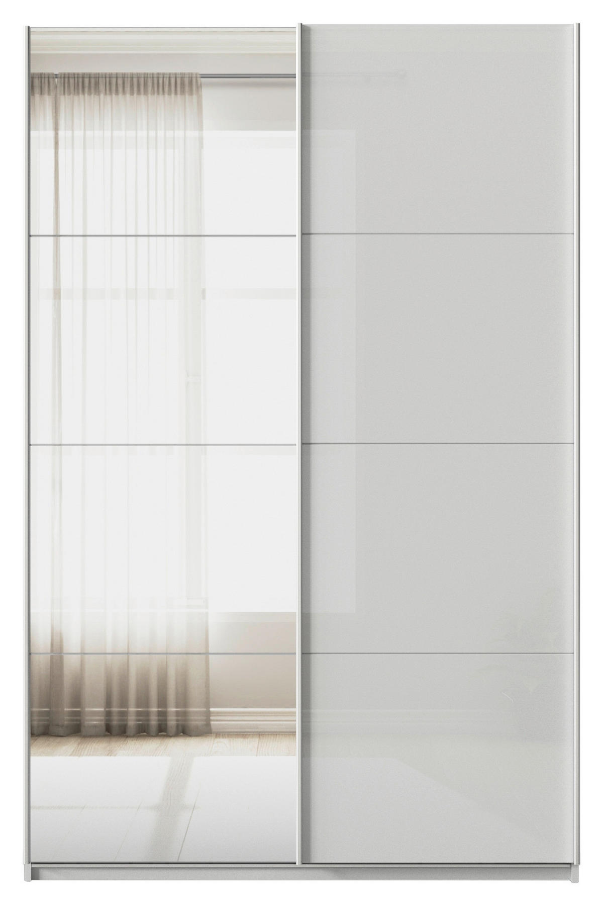 SCHWEBETÜRENSCHRANK  in Seidengrau  - Seidengrau/Alufarben, KONVENTIONELL, Glas/Holzwerkstoff (136/210/62cm) - Xora