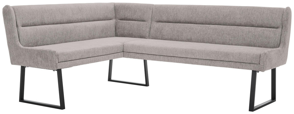 ECKBANK 159/237 cm Webstoff Hellgrau, Schwarz   - Hellgrau/Schwarz, Design, Textil/Metall (159/237cm) - Novel