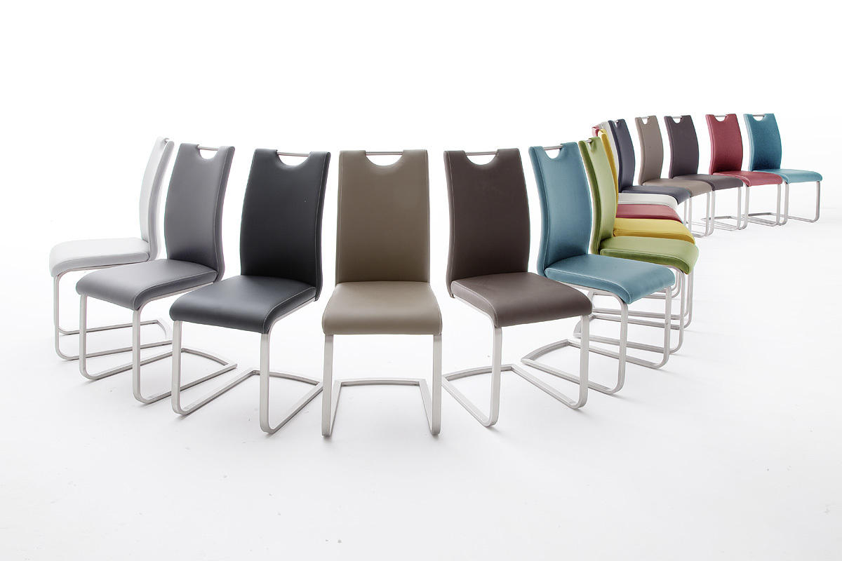 SCHWINGSTUHL  in Edelstahl Lederlook  - Edelstahlfarben/Creme, Design, Textil/Metall (42/103/55cm) - Novel