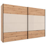 SCHWEBETÜRENSCHRANK 252/222/68 cm 2-türig Eiche Artisan, Elfenbein  - Elfenbein/Schwarz, Design, Glas/Holzwerkstoff (252/222/68cm) - Dieter Knoll