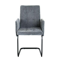 ARMLEHNSTUHL  in Eisen Webstoff  - Hellgrau/Schwarz, MODERN, Textil/Metall (52/91/59,5cm) - MID.YOU