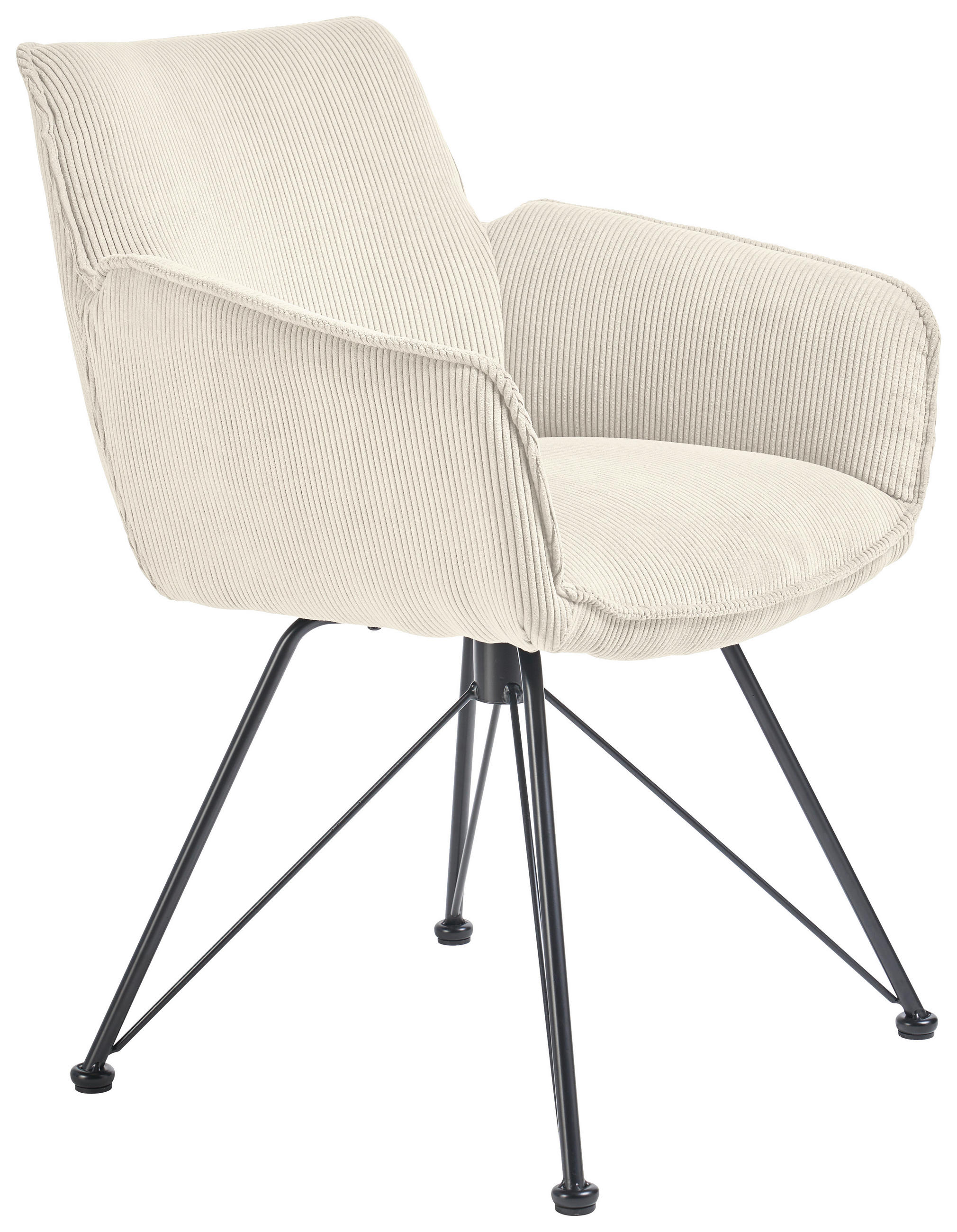ARMLEHNSTUHL  in Cord  - Creme/Schwarz, Design, Textil/Metall (60/84/65cm) - SetOne by Musterring