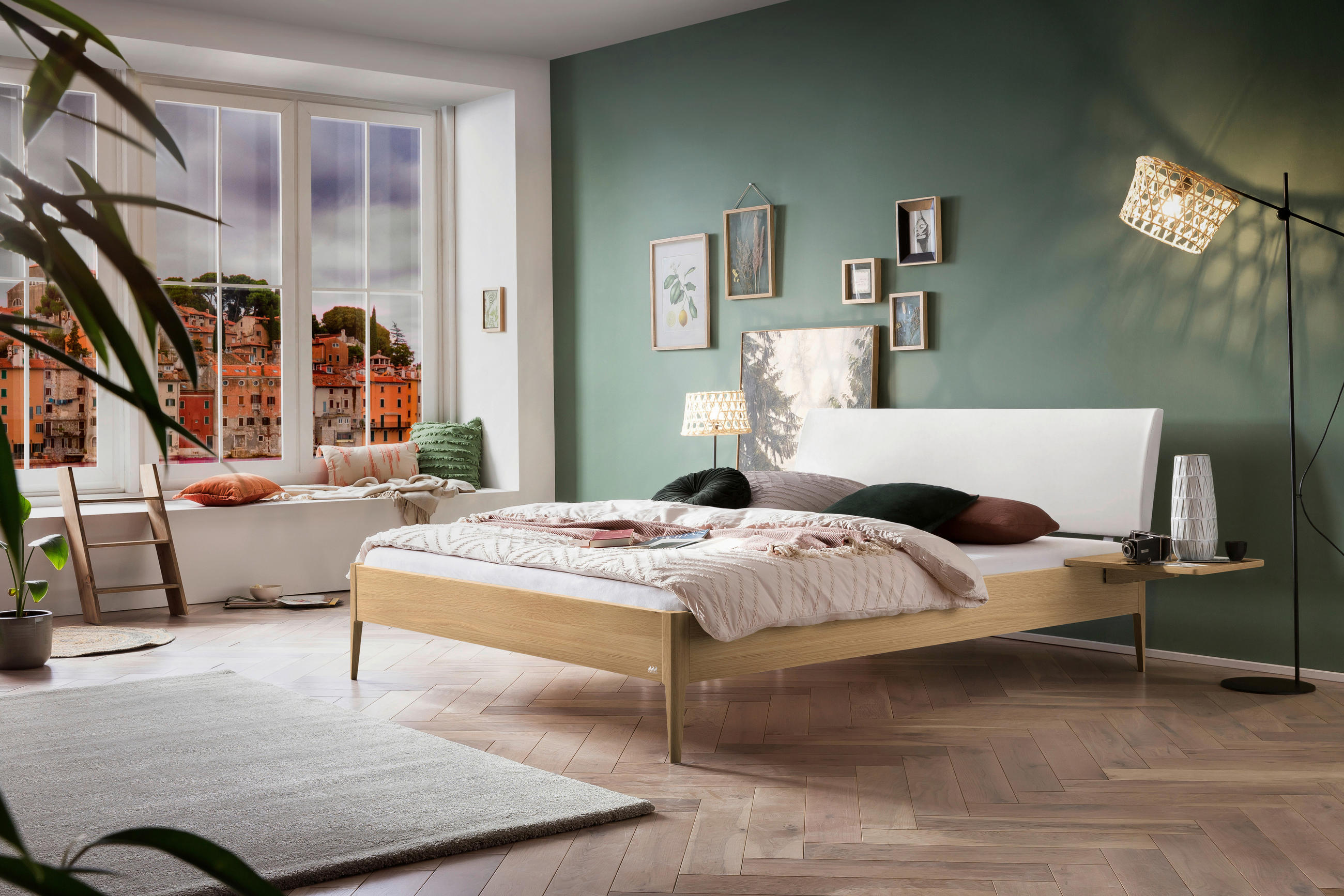 BETT 160/200 cm  in Weiß, Eichefarben  - Eichefarben/Weiß, KONVENTIONELL, Holz (160/200cm) - Hasena