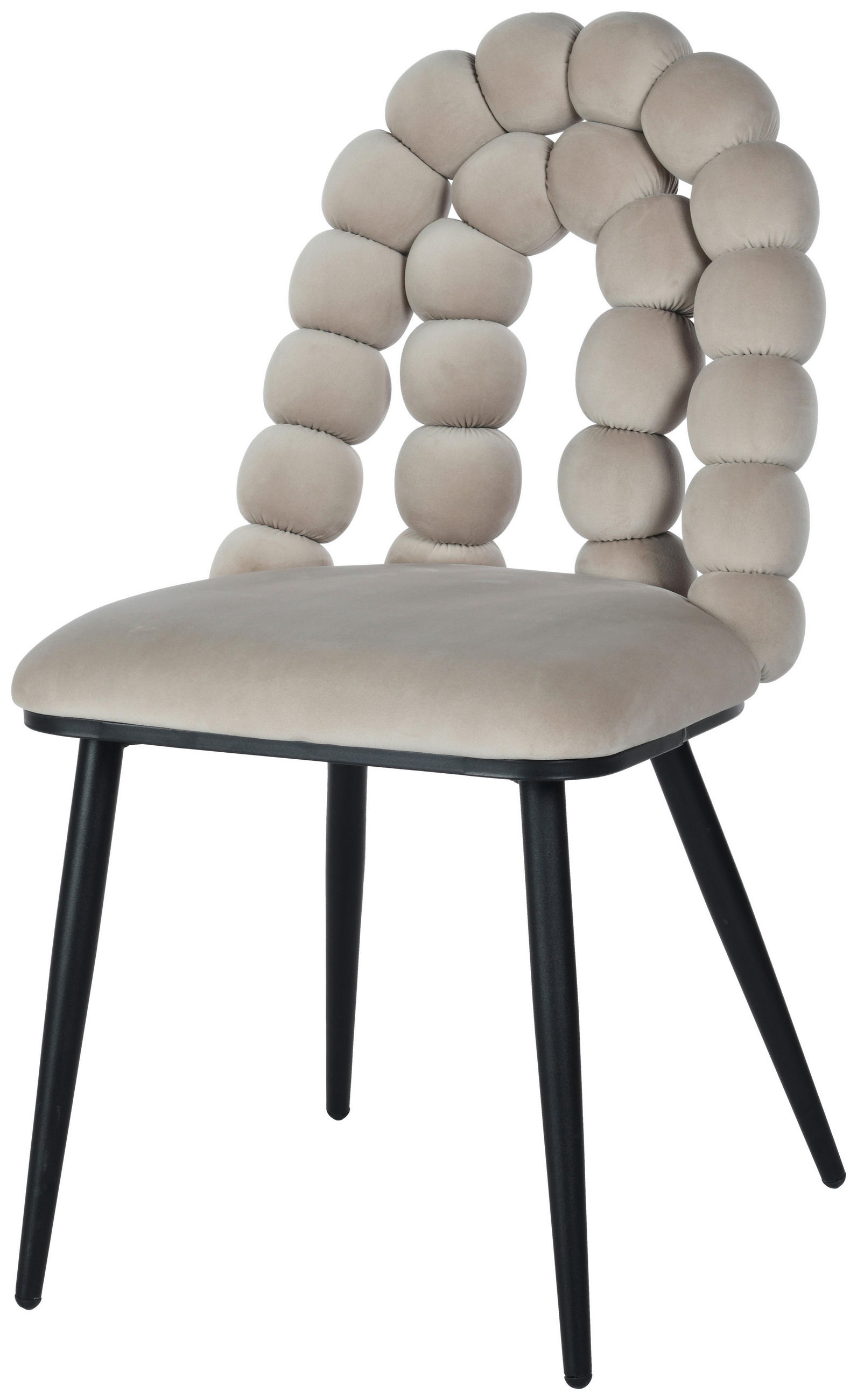 STUHL  in Eisen Samt Holz, Metall, Textil  - Taupe/Schwarz, MODERN, Holz/Textil (47/87/61cm) - Livetastic