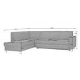 ECKSOFA in Flachgewebe Grau  - Chromfarben/Grau, Design, Textil/Metall (198/256cm) - Xora