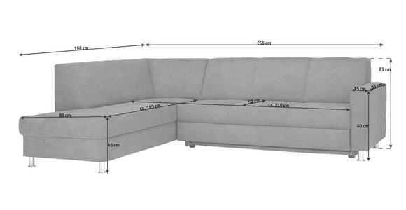 ECKSOFA in Flachgewebe Grau  - Chromfarben/Grau, Design, Textil/Metall (198/256cm) - Xora