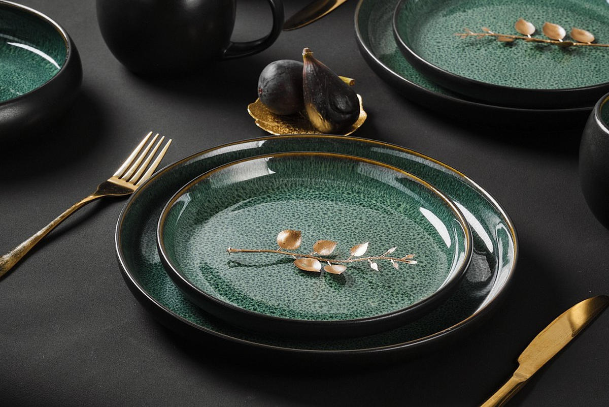 KOMPLETT SERVIS Faro Grün 16 delar  - grön, Design, keramik - Novel