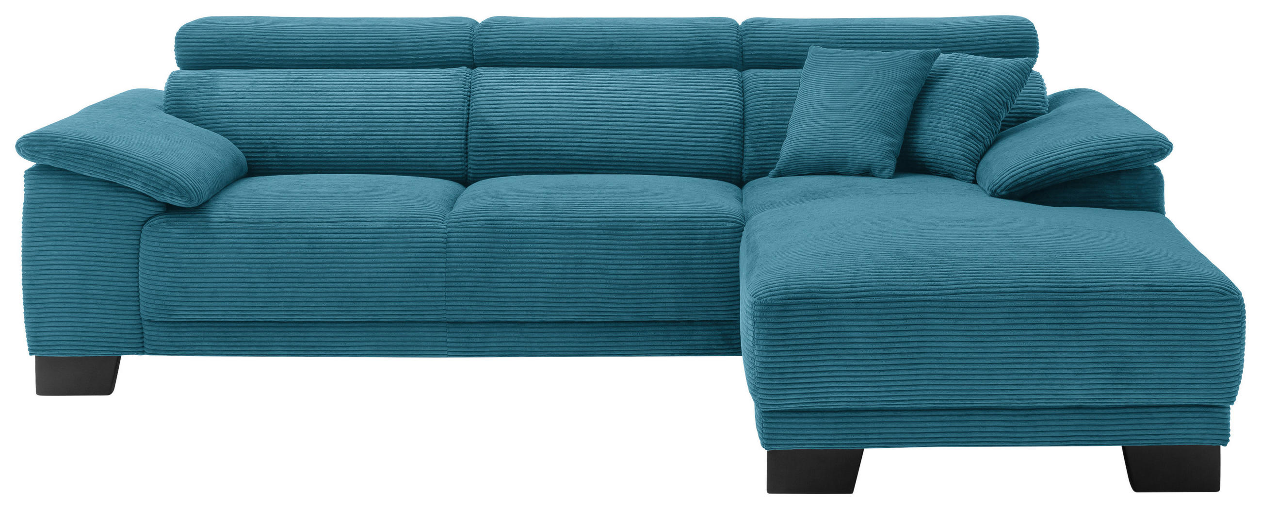 ECKSOFA in Cord Petrol  - Petrol/Schwarz, Design, Holz/Textil (270/174cm) - Pure Home Lifestyle