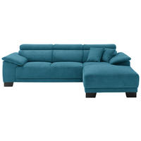 ECKSOFA in Cord Petrol  - Petrol/Schwarz, Design, Holz/Textil (270/174cm) - Pure Home Lifestyle