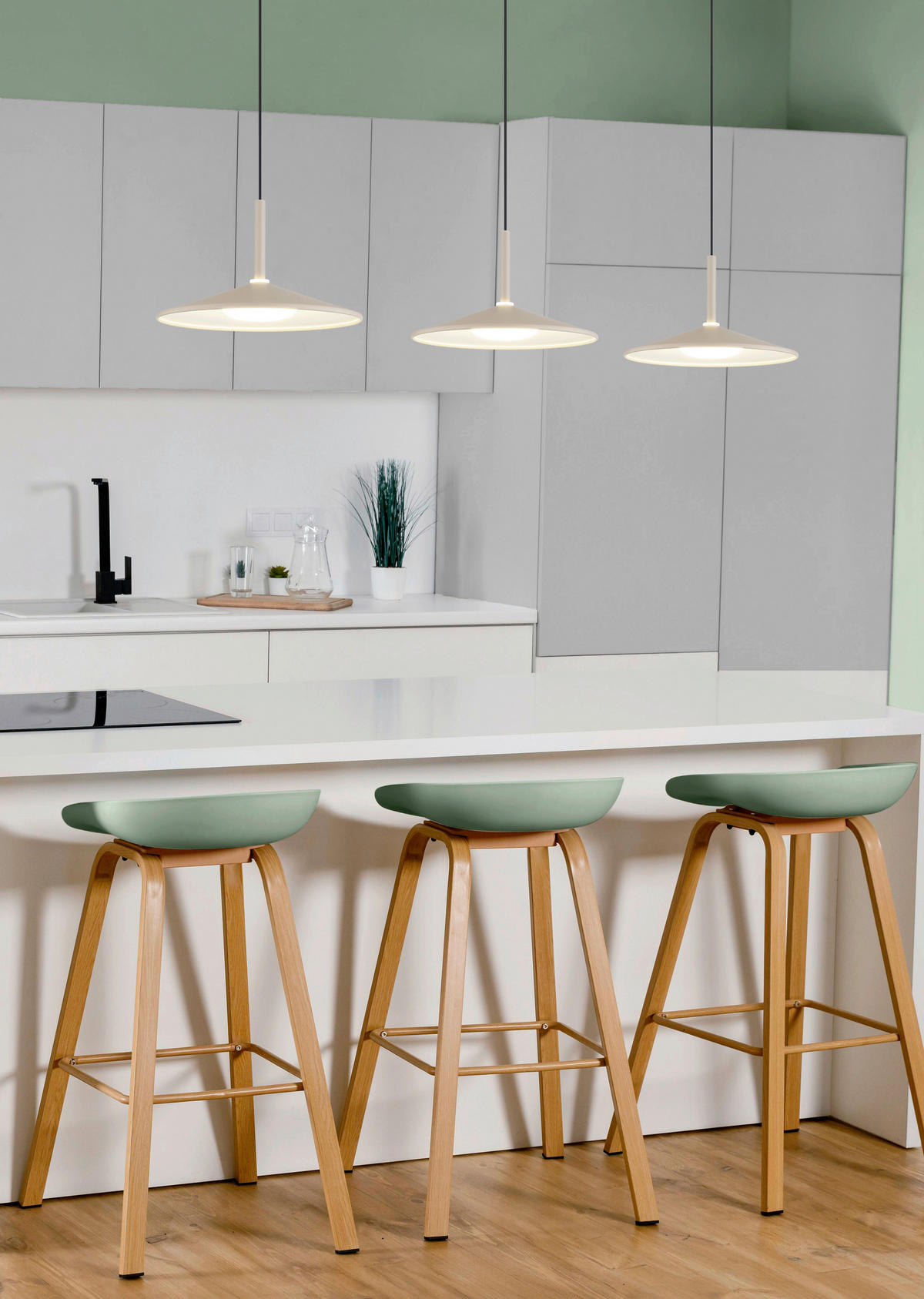 LED-HÄNGELEUCHTE Lampone 95/25/180 cm  - Sandfarben/Opal, Design, Kunststoff/Metall (95/25/180cm) - Globo