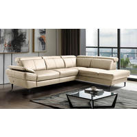ECKSOFA  in Lederlook Echtleder Grau  - Schwarz/Grau, Design, Leder/Textil (264/211cm) - Livetastic