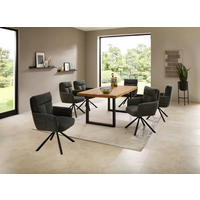 ESSTISCH in Holz, Metall 180/100/76 cm   - Eichefarben/Schwarz, MODERN, Holz/Metall (180/100/76cm) - Livetastic