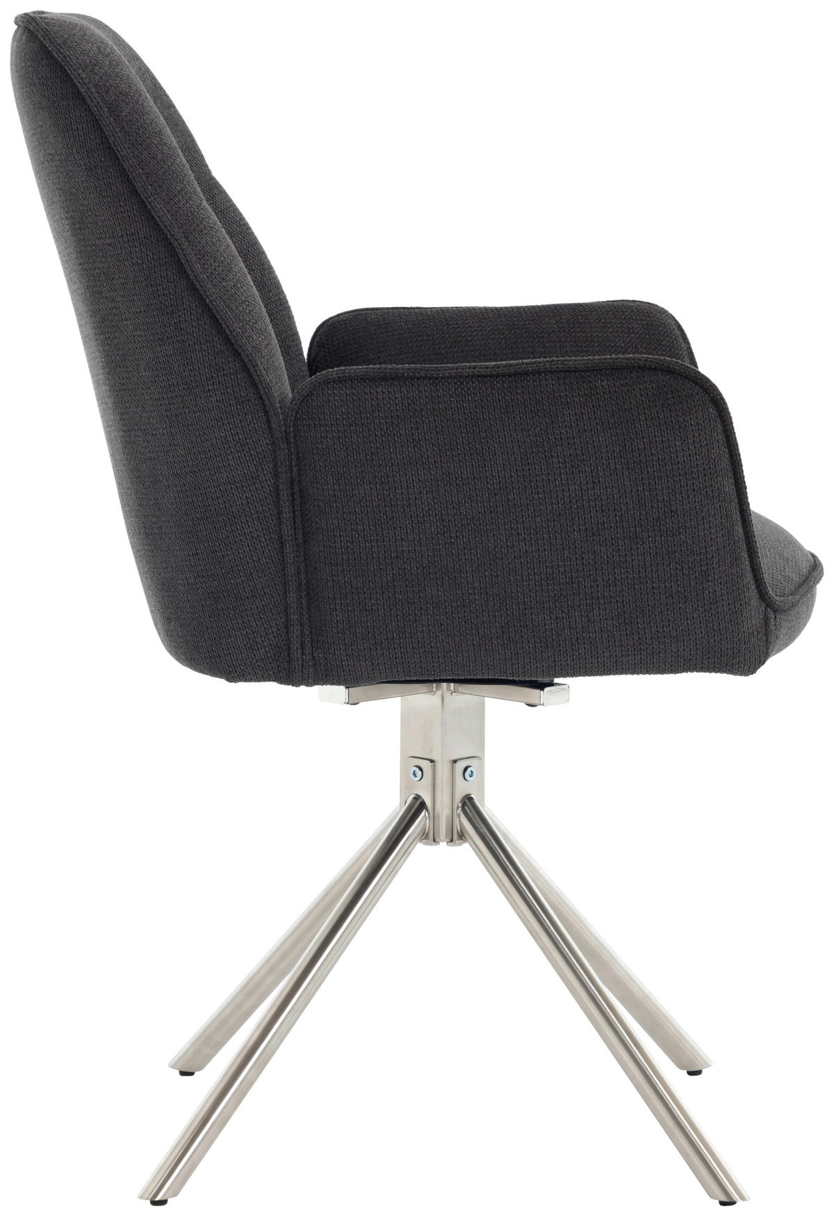 ARMLEHNSTUHL  Sitzfläche 180° drehbar, automatische Rückholfunktion Chenille  - Edelstahlfarben/Anthrazit, MODERN, Textil/Metall (60/89/64cm) - Livetastic
