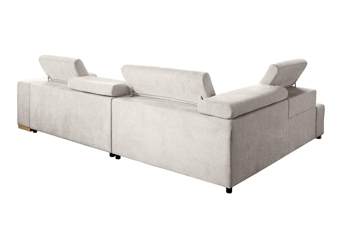 ECKSOFA in Chenille Creme  - Creme/Naturfarben, Design, Holz/Textil (201/307cm) - Livetastic