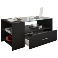 COUCHTISCH in Glas, Holzwerkstoff 50/100/45 cm  - Schwarz, Basics, Glas/Holzwerkstoff (50/100/45cm) - MID.YOU