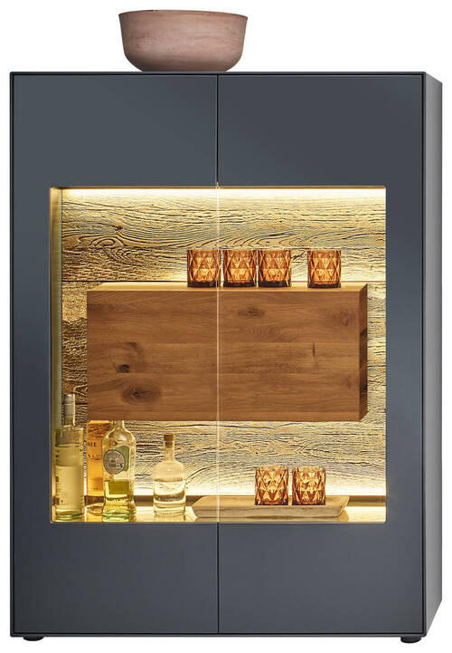 HIGHBOARD Anthrazit  107/148/44 cm  - Eichefarben/Anthrazit, Natur, Glas/Holz (107/148/44cm) - Valnatura