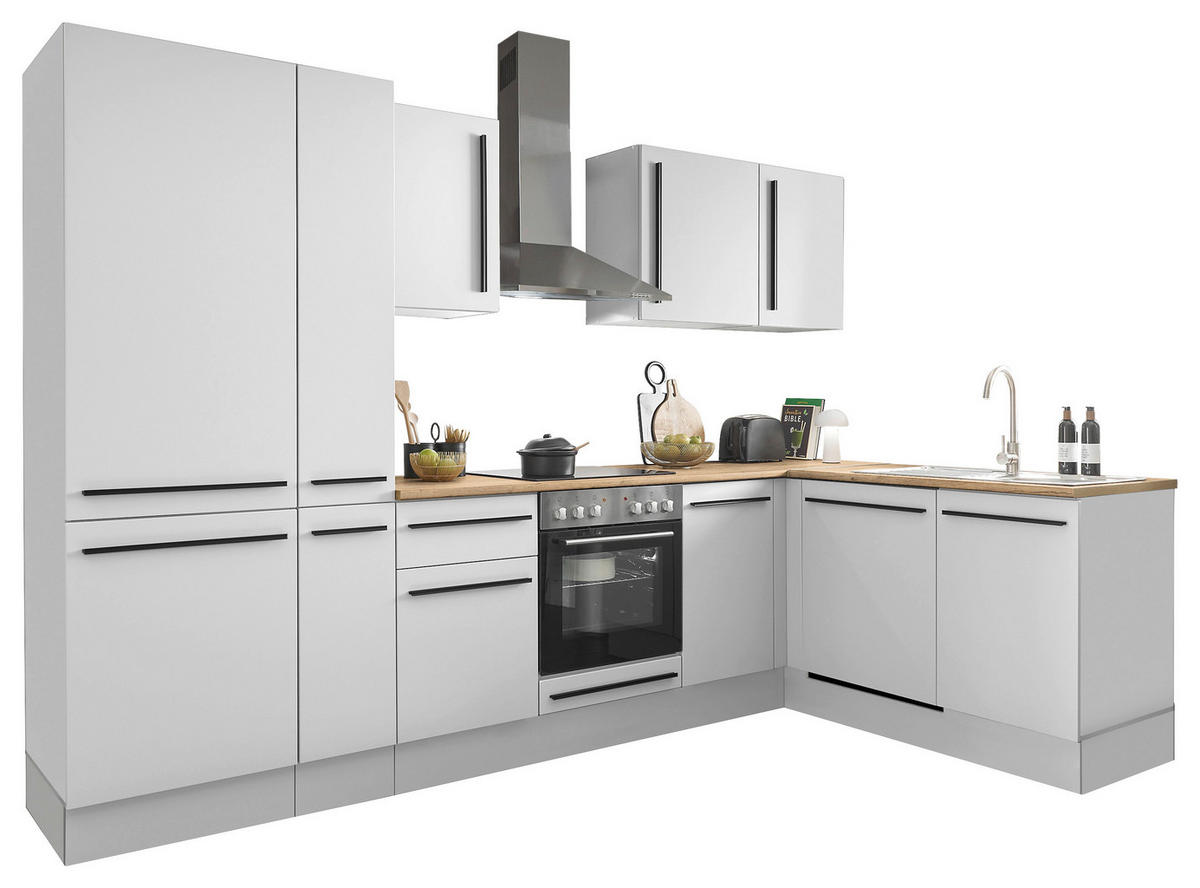 ECKKÜCHE 310/175 cm  in Weiß, Eichefarben  - Eichefarben/Schwarz, Design, Holzwerkstoff/Kunststoff (310/175cm) - MID.YOU