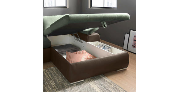 ECKSOFA in Flachgewebe Braun, Olivgrün 271/175 cm - Braun/Olivgrün, Design, Kunststoff/Textil (271/175cm) - Xora
