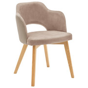 STOL, les, tekstil hrast, sivo rjava - sivo rjava/hrast, Konvencionalno, tekstil/les (53/80/58cm) - Voleo