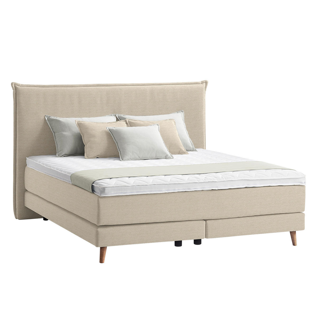 BOXSPRINGBETT 180/200 cm  in Beige  - Eichefarben/Beige, Design, Holzwerkstoff/Textil (180/200cm) - home24