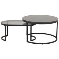 TABLE BASSE in Metall, Glas, Holzwerkstoff 70/70/42 cm  - noir, Konventionell, métal/verre (70/70/42cm) - MID.YOU