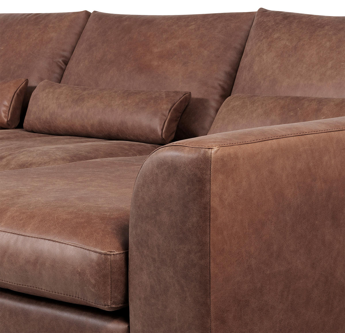 ECKSOFA in Echtleder Braun  313/172 cm  - Schwarz/Braun, Design, Leder/Metall (313/172cm) - Livetastic