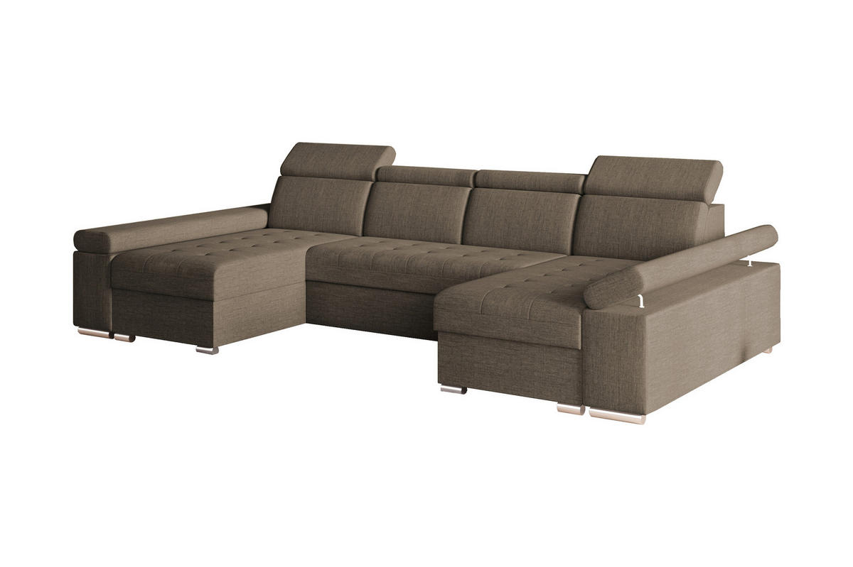 WOHNLANDSCHAFT TORONTO U Braun Webstoff  - Silberfarben/Braun, Design, Textil (168/330/168cm) - MID.YOU