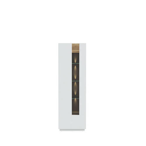 VITRINA, siva, barve hrasta - siva/barve hrasta, Moderno, umetna masa/steklo (60,9/194,6/41cm) - Hom`in