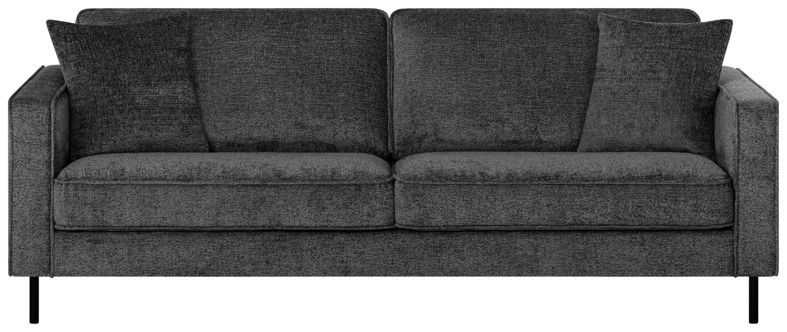 3-SITS SOFFA i velour antracit  - svart/antracit, Klassisk, metall/textil (204/81/90cm) - Hom`in