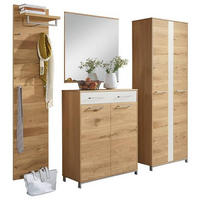 GARDEROBE 4-teilig  in 220/195/31 cm  - Weiss/Eichefarben, Design, Glas/Holz (220/195/31cm)