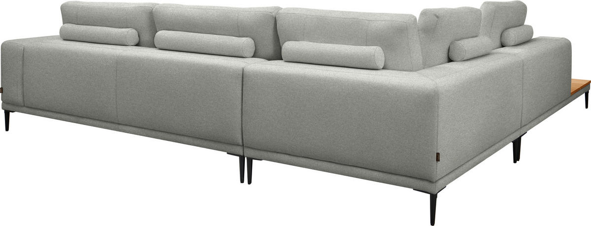 ECKSOFA Leinwand Hellgrau  - Hellgrau/Schwarz, Design, Textil/Metall (271/318cm) - Belluti