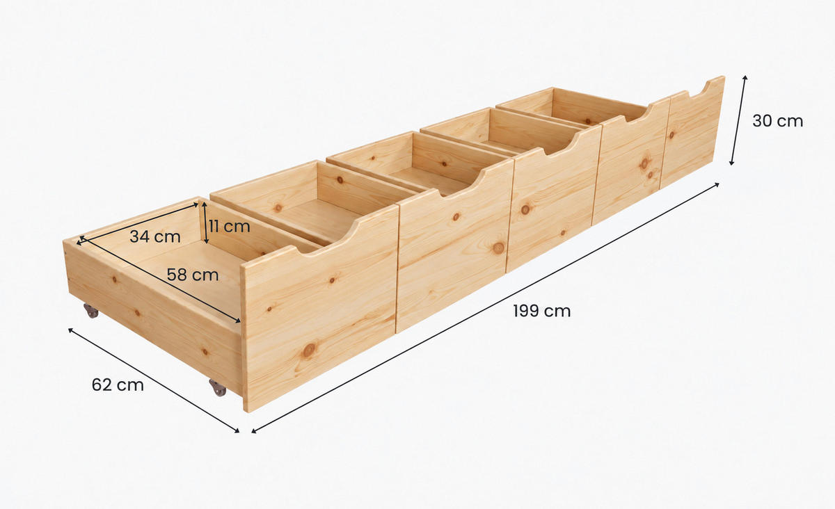 STAURAUMBETT 120/200 cm  Naturfarben   - Naturfarben, Modern, Holz (120/200cm) - MID.YOU