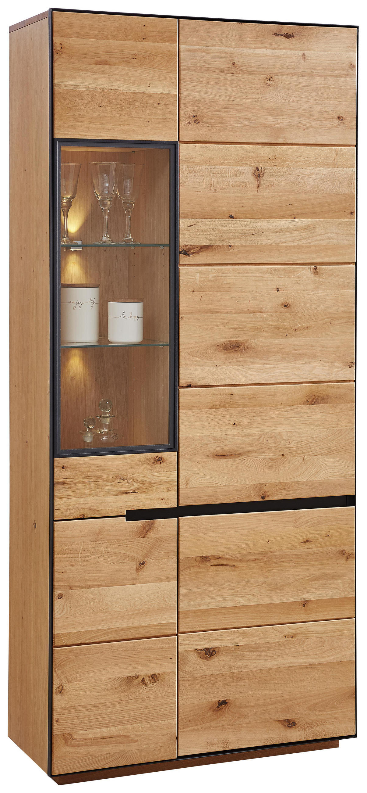 Vitrine Wildeiche Teilmassiv Mit Soft Close System