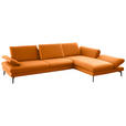 ECKSOFA in Echtleder Orange  308/195 cm  - Schwarz/Orange, Design, Leder/Metall (308/195cm) - Dieter Knoll
