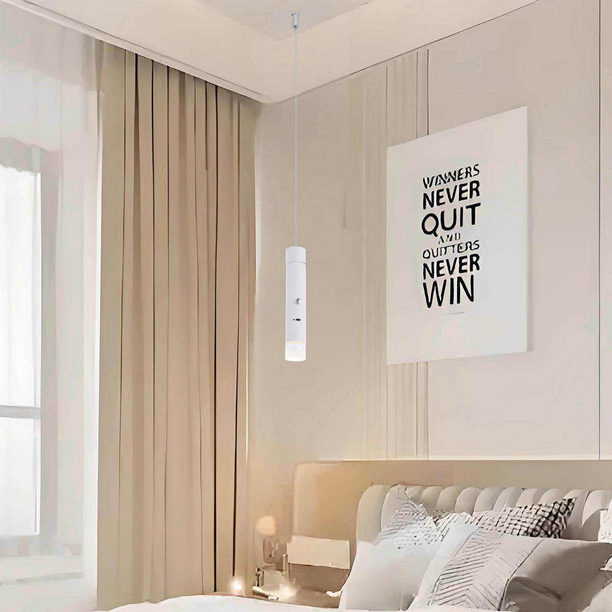 AKKU-LED-HÄNGELEUCHTE Nowa 3,8/120 cm   - Klar/Weiß, Basics, Kunststoff/Metall (3,8/120cm) - Novel