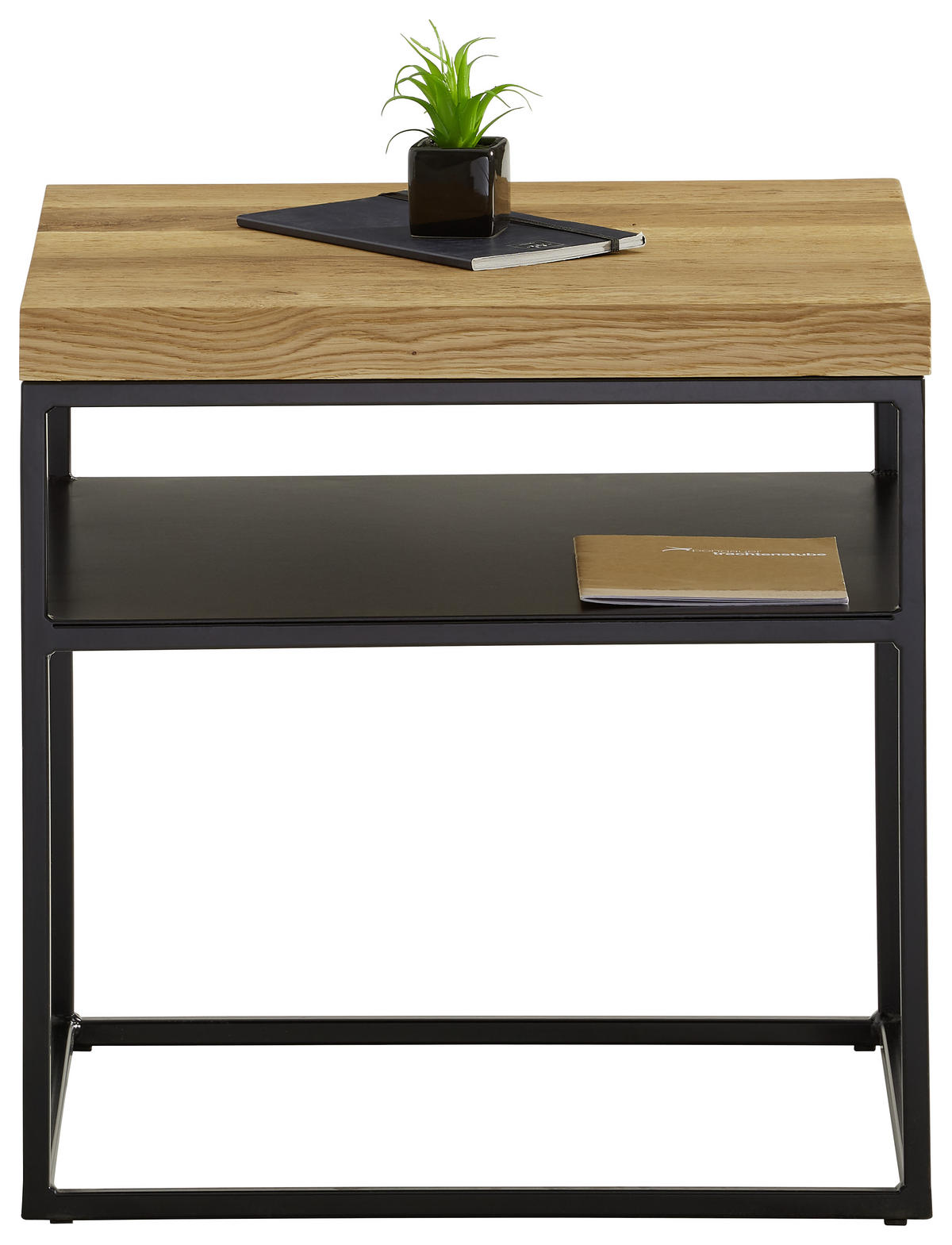 COUCHTISCH in Holz, Metall 50/50/50 cm  - Eichefarben/Schwarz, Design, Holz/Metall (50/50/50cm) - Novel