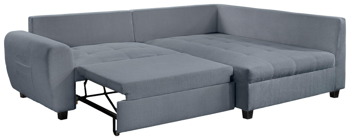 ECKSOFA Blaugrau Plüsch  - Blaugrau/Schwarz, KONVENTIONELL, Kunststoff/Textil (249/175cm) - Carryhome