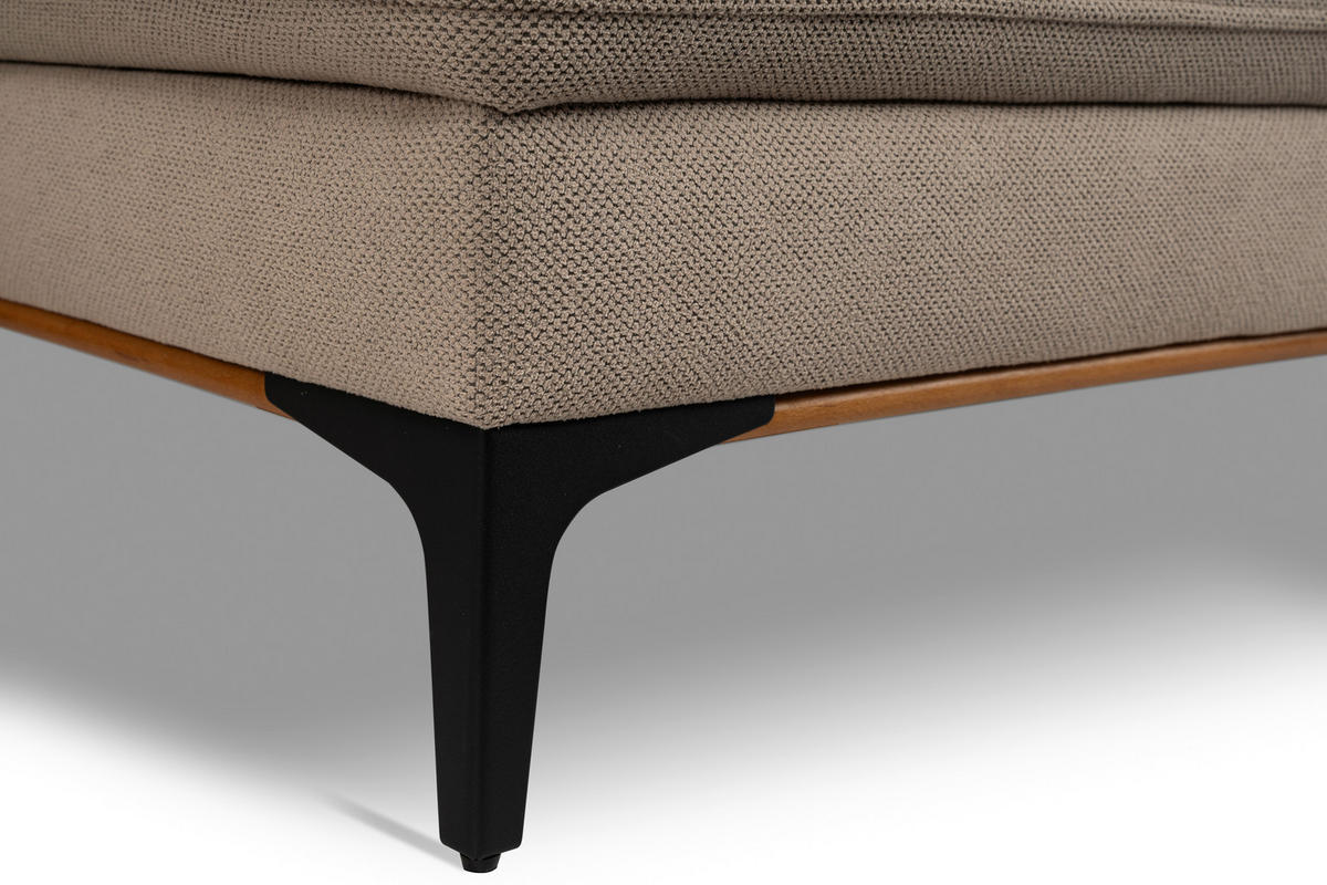 Ecksofa mit Schlaffunktion Beige  - Beige/Schwarz, MODERN, Textil/Metall (162/238cm) - Ondega