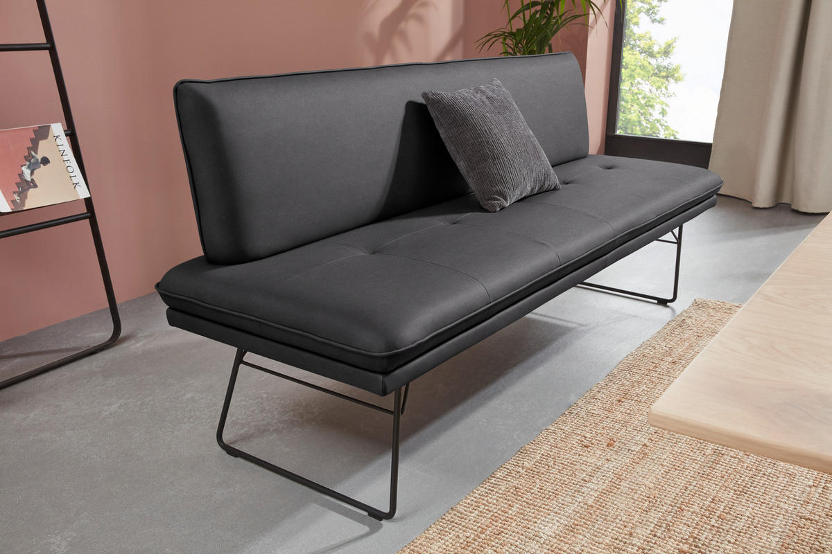 SITZBANK in Metall, Textil Schwarz  - Schwarz, Design, Textil/Metall (195/87/65cm) - Dieter Knoll