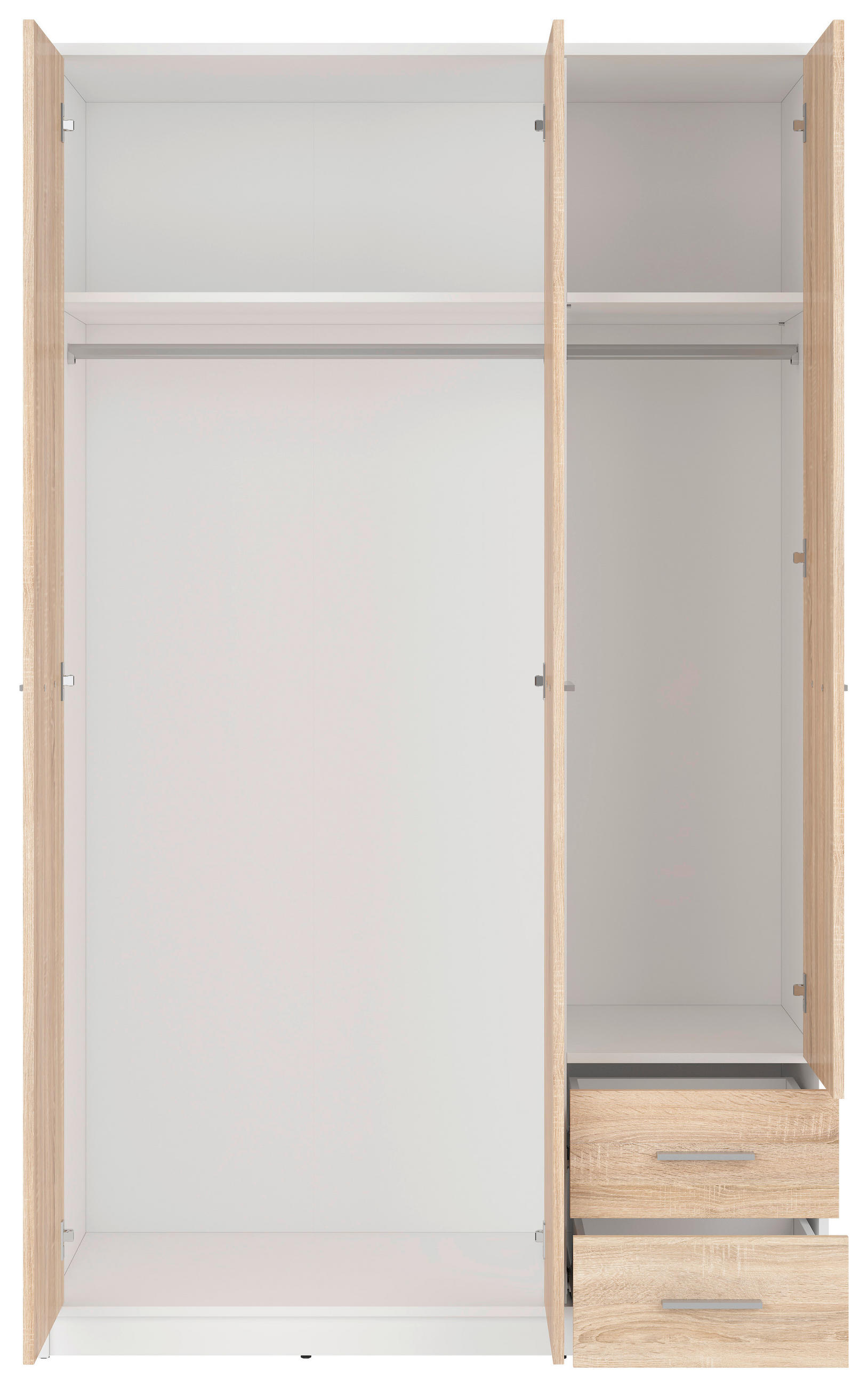 DREHTÜRENSCHRANK 118,5/197/54,5 cm 3-türig Weiß, Sonoma Eiche  - Silberfarben/Weiß, MODERN, Holzwerkstoff/Kunststoff (118,5/197/54,5cm) - MID.YOU