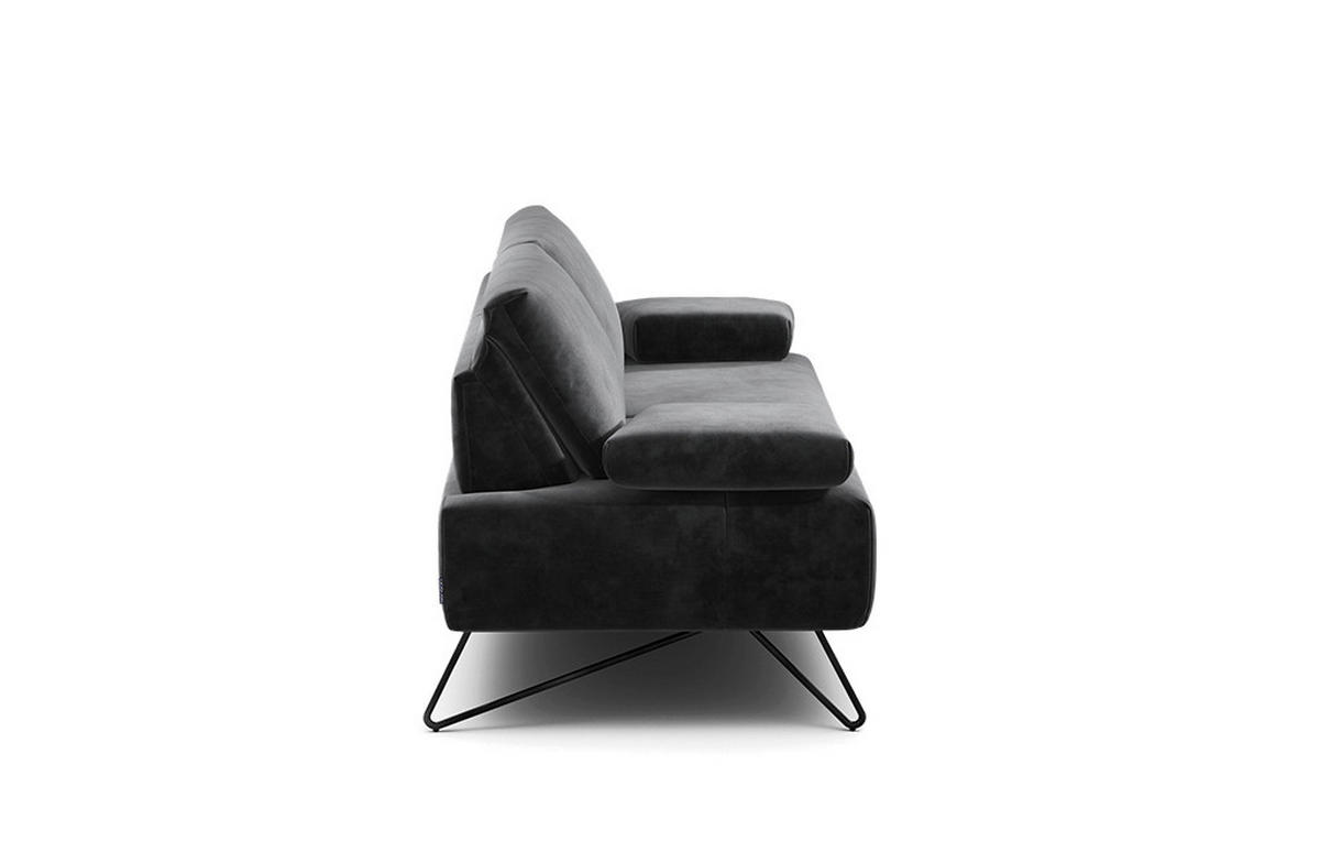 2-SITZER-SOFA Samt Anthrazit  - Anthrazit/Schwarz, Design, Textil/Metall (164-194/85/86-94cm) - SENSOO
