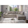 ECKSCHLAFSOFA Alvito in Mikrofaser Taupe  - Taupe/Schwarz, MODERN, Holz/Textil (298/202cm) - MID.YOU
