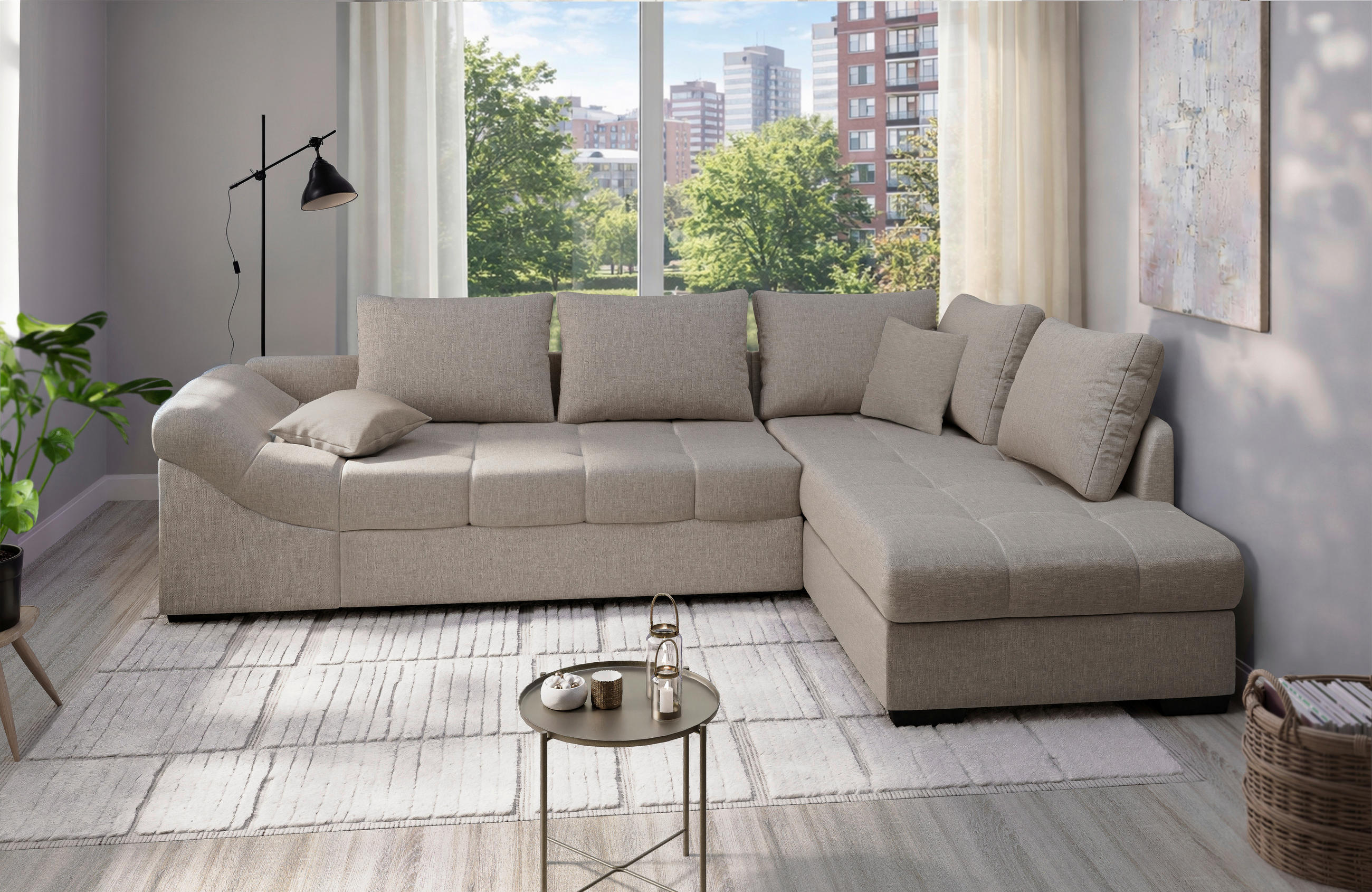 P & B Eckschlafsofa Alvito Taupe 298x202 cm