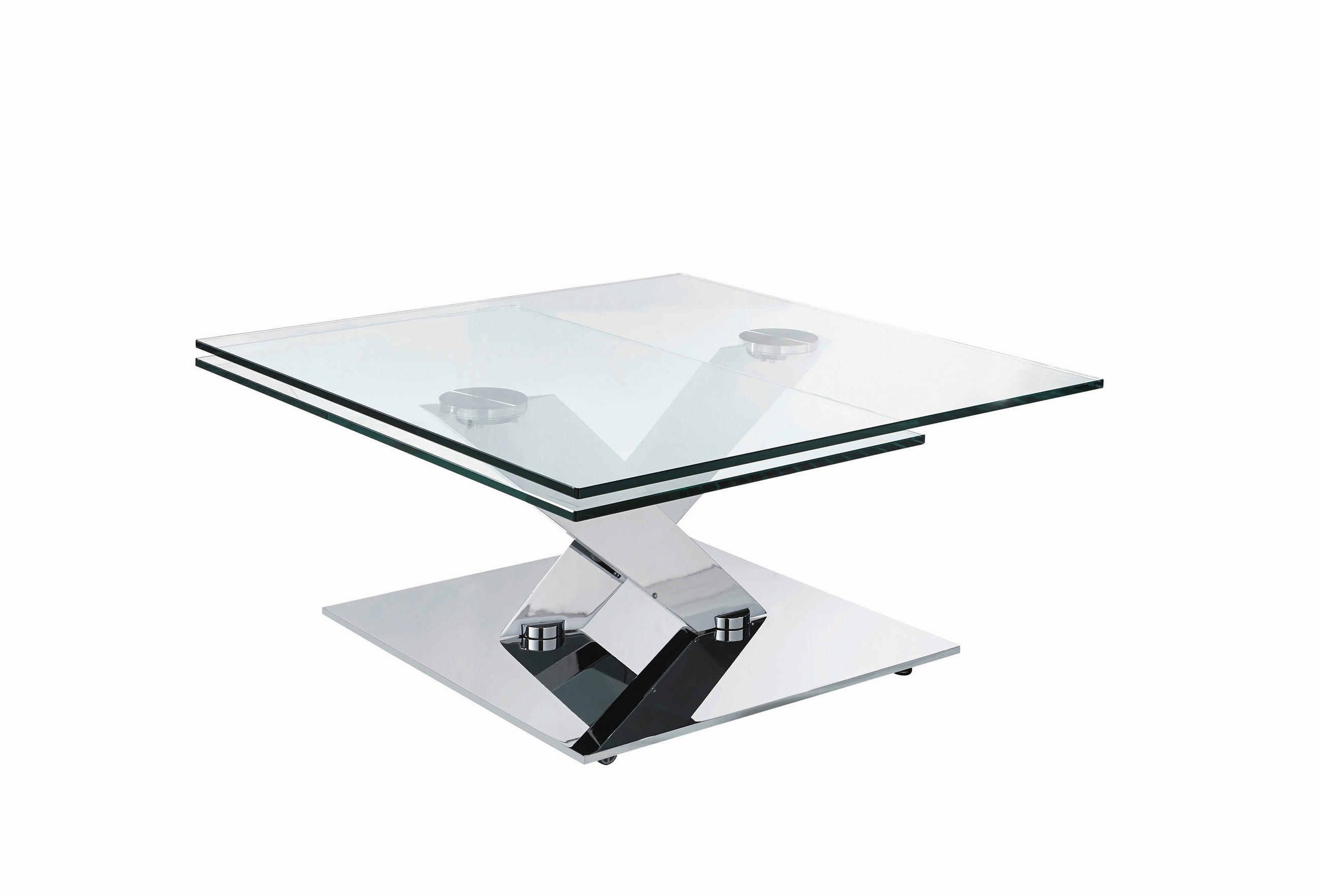 COUCHTISCH Klarglas Naos Calypso Klarglas 84-129/84-106/40 cm quadratisch Klar, Chromfarben  - Klar/Chromfarben, Design, Glas/Metall (84-129/84-106/40cm) - Naos