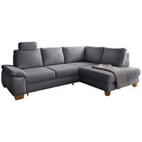ECKSCHLAFSOFA Cord Dunkelgrau  inkl. Bettkasten, Schlaffunktion, Armteilverstellung, Sitztiefenverstellung, Liegefläche im Originalstoff, Kopfstütze  - Wildeiche/Dunkelgrau, MODERN, Holz/Textil (261/206cm) - Livetastic