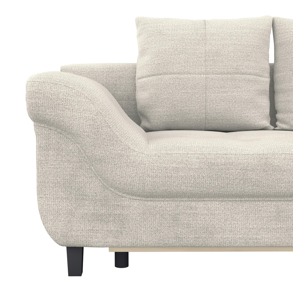 ECKSOFA MENDOZA NEW Creme Chenille, Struktur Zierkissen, Rückenkissen, Bettkasten  - Creme/Schwarz, KONVENTIONELL, Textil (309/197cm) - MID.YOU