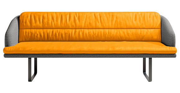 SITZBANK 255/89/68 cm Velours, Flachgewebe Anthrazit, Currygelb Metall  - Currygelb/Anthrazit, Design, Textil/Metall (255/89/68cm) - Dieter Knoll