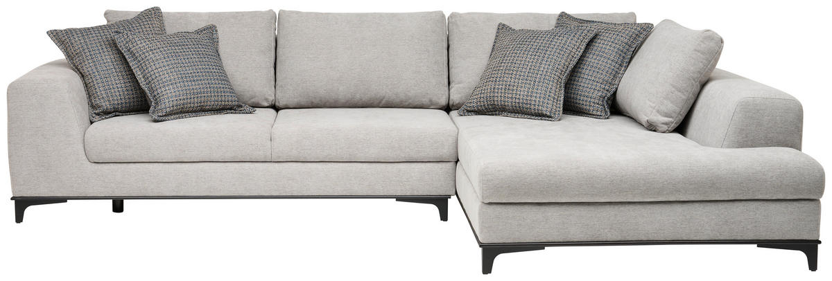 ECKSOFA in Webstoff Grau  - Schwarz/Grau, Design, Textil/Metall (314/211cm) - Stylife