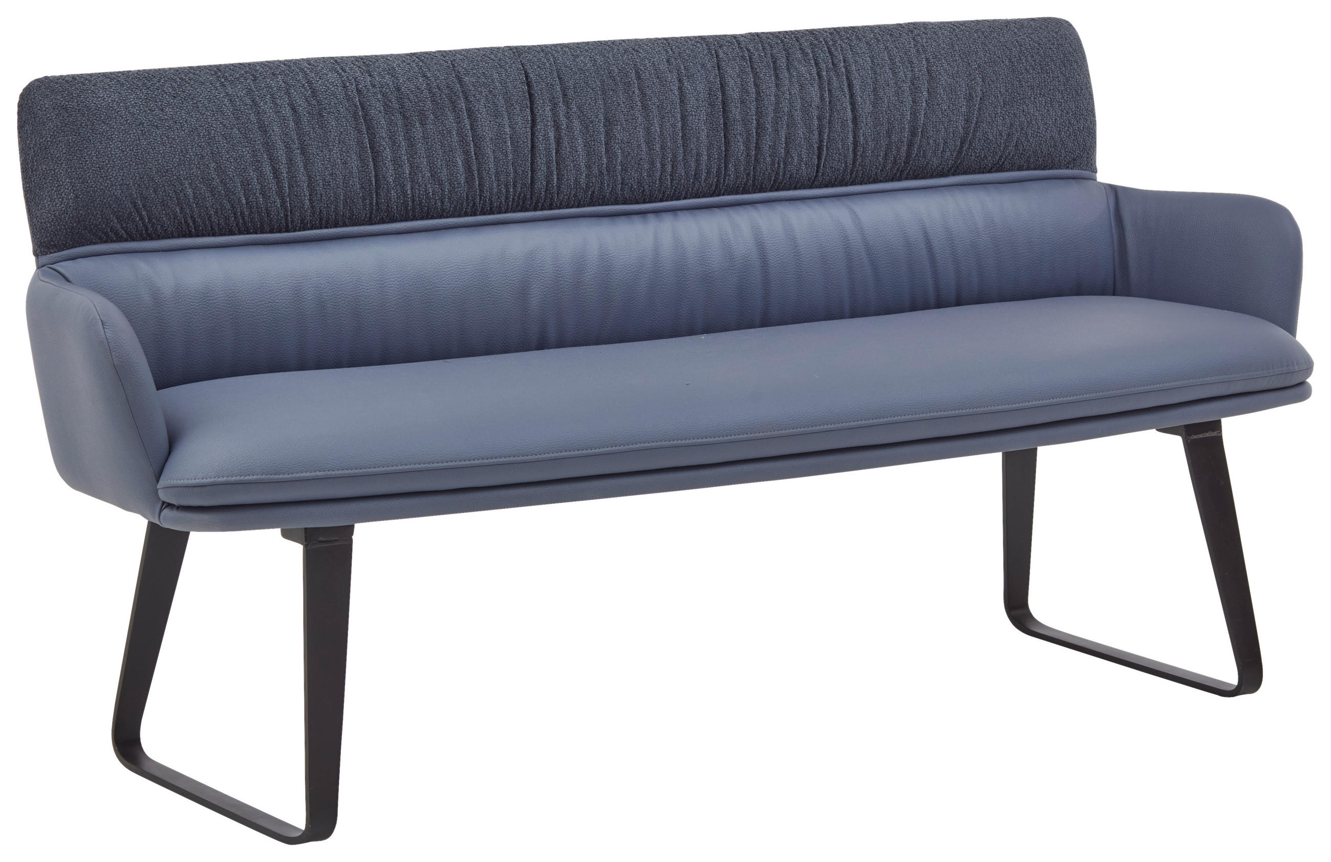 SITZBANK Metall, Textil Hellgrau  - Hellgrau/Schwarz, Design, Textil/Metall (180/86/68cm) - Valdera